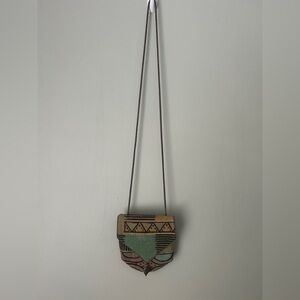 O'Neill Tan and Green Crossbody Bag with‎ Geometric Design